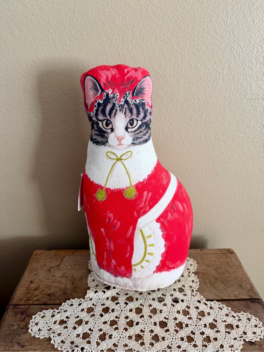 Vintage Fiddler’s Elbow Holiday Cat Doorstop - Festive Holiday Accent